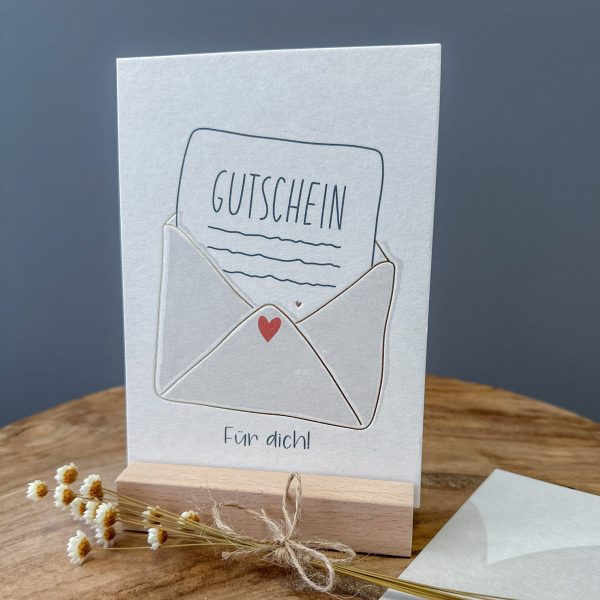 Gutschein für dich - Postkarte mit Goldprägung