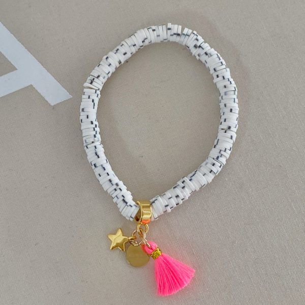 Armband mit Stern-Anhänger & Quaste - Stracciatella